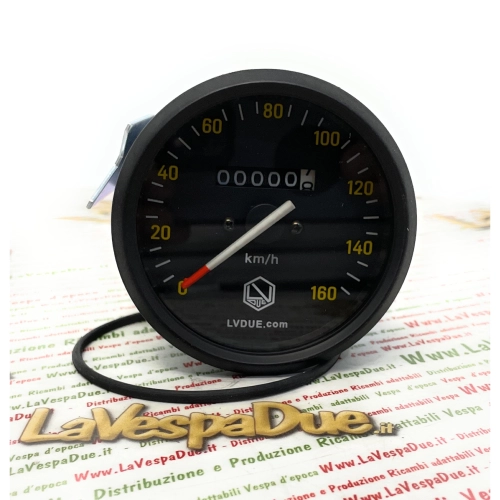 Compteur de vitesse noir gradué jusqu'à 160 km/h LVDUE VESPA PX PE 80 125 150 200 première série, clé sur le guidon P150 SP 200 E avec cadre noir ro 190523