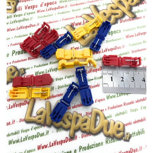 Satz mit 12 Guillotine-Schnellverbindern für Kabel bis 2,5 mm² für elektrische Systeme von VESPA, APE, LAMBRETTA und PIAGGIO.