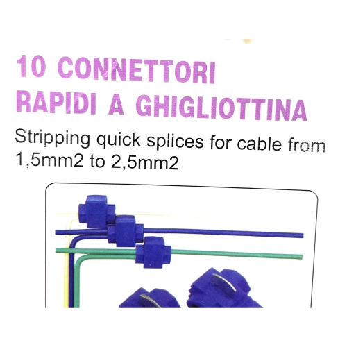Satz mit 12 Guillotine-Schnellverbindern für Kabel bis 2,5 mm² für elektrische Systeme von VESPA, APE, LAMBRETTA und PIAGGIO.
