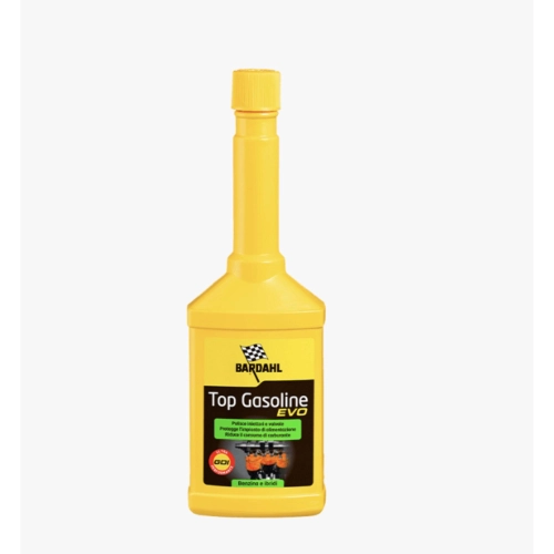 Additivo benzina BARDAHL TOP GASOLINE EVO Elimina i depositi da iniettori, valvole e carburatori, ripristinando le prestazioni di sistemi di alimentazione GDI e PFI confezione da 250 ml VESPA APE LAMBRETTA FIAT ALFA ROMEO LANCIA