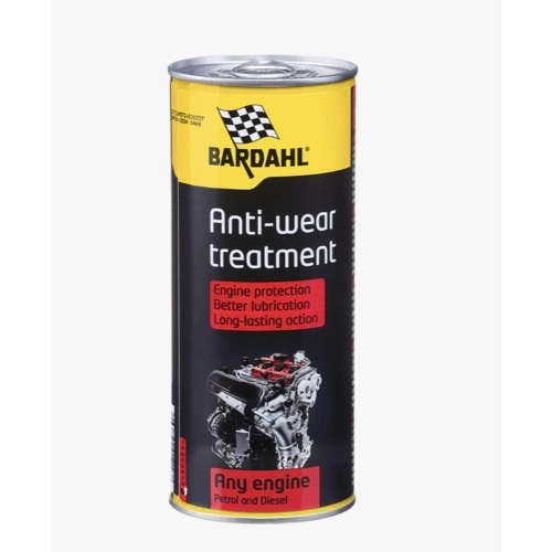 El aditivo para aceite de motor BARDAHL ANTI-WEAR TREATMENT aumenta el rendimiento antidesgaste y antifricción de los aceites de motor. Envase de 400 ml. VESPA APE LAMBRETTA FIAT ALFA ROMEO LANCIA