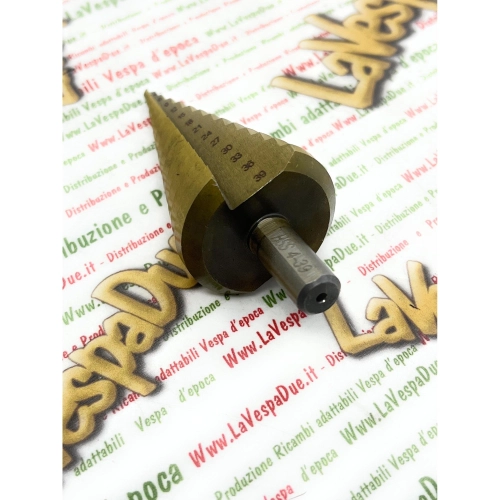 Broca escalonada HSS, punta cónica, para agujeros de 4 mm a 39 mm.