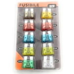 Lot de 10 fusibles à lames, type standard, différents ampérages pour VESPA APE, LAMBRETTA, FIAT 5, 7.5, 10, 15, 20, 25 et 30 Ah