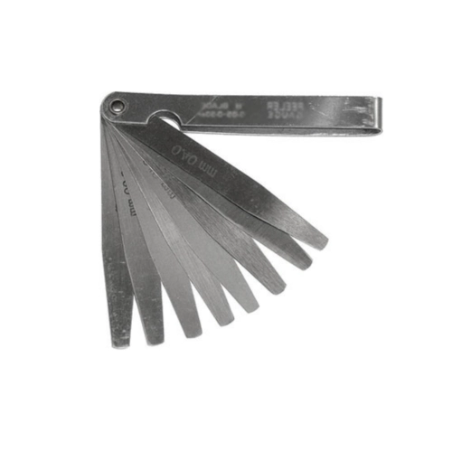 Calibrador de espesores de 8 hojas fabricado en acero especial templado y rectificado con tornillo de bloqueo DIN 2275 de 0,05 a 0,50 mm
