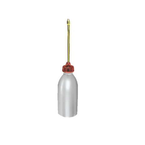 500 ml VESPA APE LAMBRETTA oiler with transparent flexible polyethylene tank, retractable brass barrel, screw valve, resistant to oil and light acids, for topping up engine oil and lubricating parts