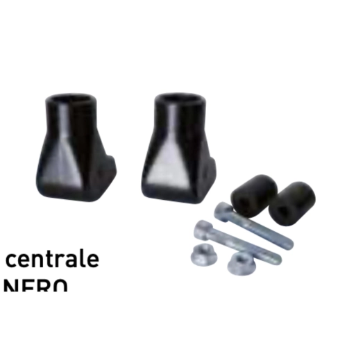 Paar schwarze Aluminium-Ständerschuhe für VESPA 125, 150, 200 PX PE T5 PK COSA mit dehnbarem Befestigungsdurchmesser 22 mm.