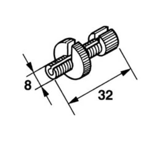 Guía de cable tensor de Ø 8 mm, 8 mm x 32 mm para VESPA APE LAMBRETTA