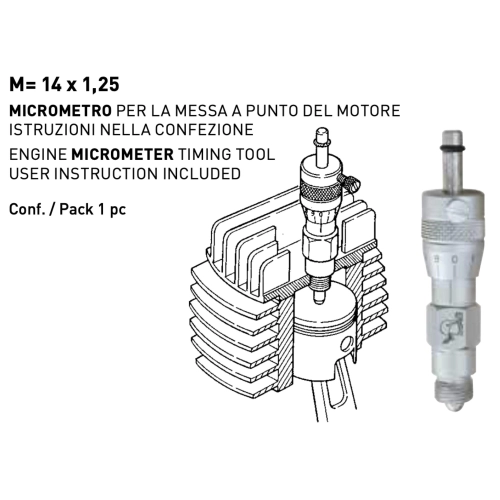 Micrómetro de ajuste de motor M 14 x 1,25 mm para pistón VESPA APE LAMBRETTA 50 80 90 125 150 160 180 200