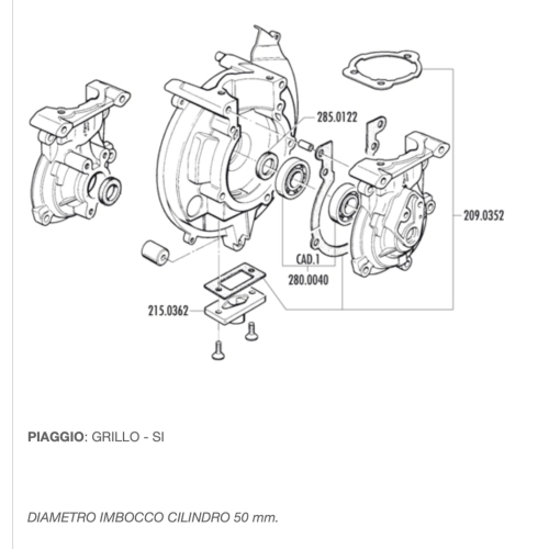 Cárter de motor POLINI 170.0210 para PIAGGIO 50 GRILLO SI para modelos con encendido electrónico.
