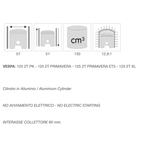 Kit cylindre POLINI 140.0211 57 mm pour VESPA 125 PRIMAVERA ET3 PK EVOLUTION avec valve rotative