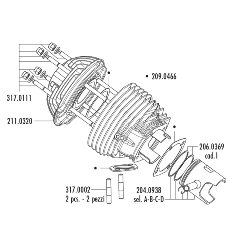 Kit cylindre POLINI 140.0211 57 mm pour VESPA 125 PRIMAVERA ET3 PK EVOLUTION avec valve rotative