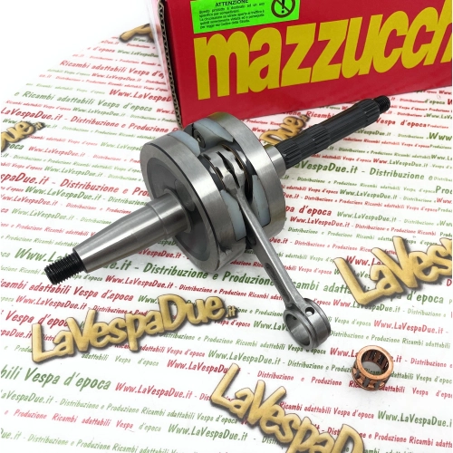 Vilebrequin MAZZUCCHELLI AMT 248HF pour PIAGGIO SFERA GILERA TYPHOON série spéciale compétition, axe de 12 mm, course de 39,2 mm, masses de 70 mm de diamètre avec plaque et bielle HF