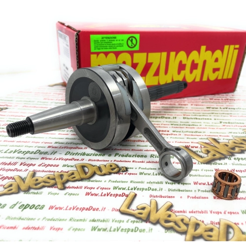 Vilebrequin MAZZUCCHELLI AMT 248HF pour PIAGGIO SFERA GILERA TYPHOON série spéciale compétition, axe de 12 mm, course de 39,2 mm, masses de 70 mm de diamètre avec plaque et bielle HF
