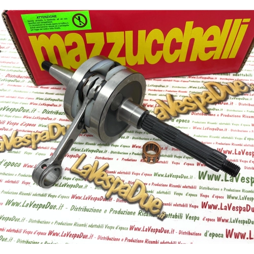 Vilebrequin MAZZUCCHELLI AMT 248HF pour PIAGGIO SFERA GILERA TYPHOON série spéciale compétition, axe de 12 mm, course de 39,2 mm, masses de 70 mm de diamètre avec plaque et bielle HF
