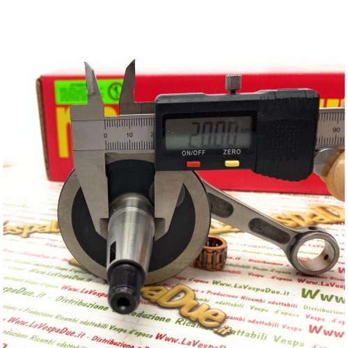Vilebrequin MAZZUCCHELLI AMT 248HF pour PIAGGIO SFERA GILERA TYPHOON série spéciale compétition, axe de 12 mm, course de 39,2 mm, masses de 70 mm de diamètre avec plaque et bielle HF