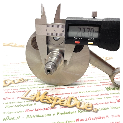 Cigüeñal MAZZUCCHELLI AMT 196A con volantes redondos para VESPA PK 125 ETS N XL2 XL. Carrera 54 mm. Rodamiento 25. Distancia entre centros de biela 105 mm. Hombros completos.