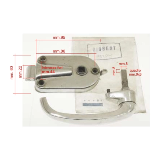 Kit de verrouillage SAFE avec loquet de sécurité et poignée GIOBERT pour tricycle APE LAMBRO GUZZI, adaptable aux portes de la benne et aux portes de bas de caisse d'entrepôt.