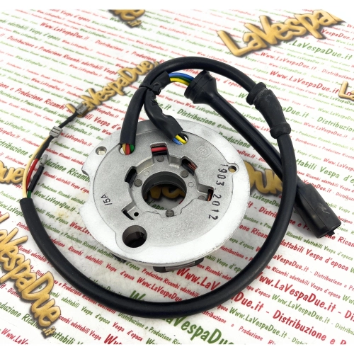 Soporte de bobina original para estator de VESPA 50 FL2 HP V5N2T de 1991 a 1997, conector de 5 pines.