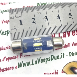 Bombilla LED CANBUS de 12V 30V con casquillo SV 8.5 de 39 mm de longitud, color blanco, 6000K, 2.3W para motocicletas y coches VESPA LAMBRETTA APE