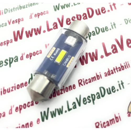 Bombilla LED CANBUS de 12V 30V con casquillo SV 8.5 de 39 mm de longitud, color blanco, 6000K, 2.3W para motocicletas y coches VESPA LAMBRETTA APE