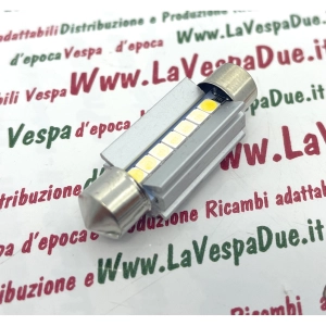 Ampoule LED CANBUS 12 volts avec culot SV 8,5, longueur 39 mm, couleur blanche, 6000 K, 2,4 W pour motos et voitures VESPA, LAMBRETTA, APE