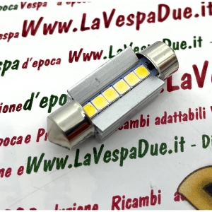 12 Volt CANBUS LED bulb with SV 8.5 socket, 36 mm long, white color, 6000° K, 2.4 W for VESPA LAMBRETTA APE motorcycles and cars
