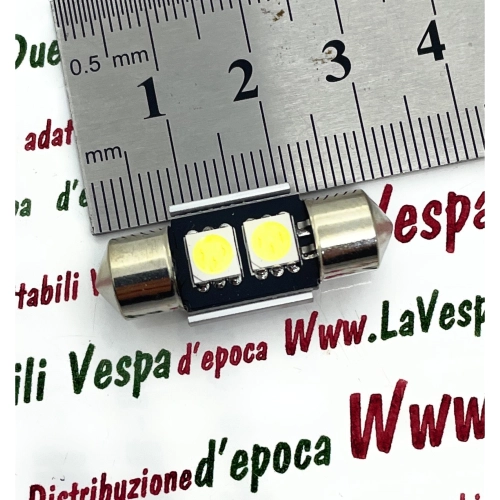 2 x 12-Volt-CANBUS-LED-Torpedolampen mit SV 8.5-Anschluss, 31 mm lang, weißes Licht (6000 K), 1,4 W, für VESPA, LAMBRETTA, APE, Motorräder und Autos