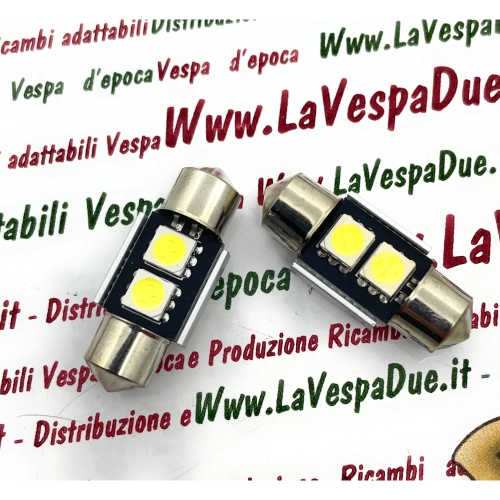 2 x 12-Volt-CANBUS-LED-Torpedolampen mit SV 8.5-Anschluss, 31 mm lang, weißes Licht (6000 K), 1,4 W, für VESPA, LAMBRETTA, APE, Motorräder und Autos