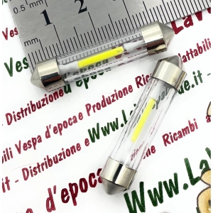 2 ampoules LED torpille 12 volts avec culot SV 8.5, longueur 39 mm, couleur blanche 6000 K, 0,5 W pour motos et voitures Vespa, Lambretta, Ape