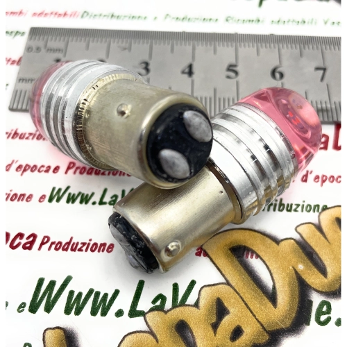 2 Lampadine biluce a led rosso con attacco P21W BA15S 12 Volt colore rosso 6000° k 1,5 W per VESPA LAMBRETTA APE Moto e auto
