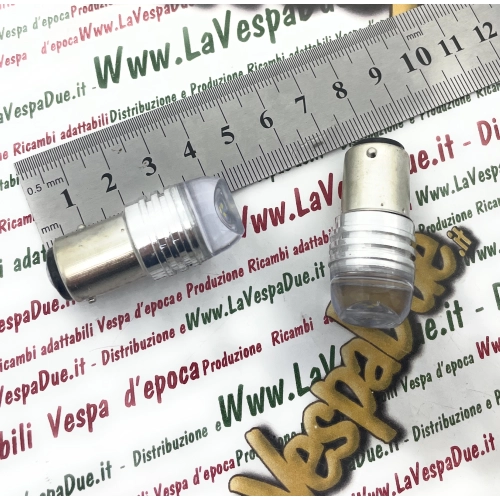 2 Lampadine biluce a led bianche con attacco P21W BA15S 12 Volt colore bianco 6000° k 1,5 W per VESPA LAMBRETTA APE Moto e auto