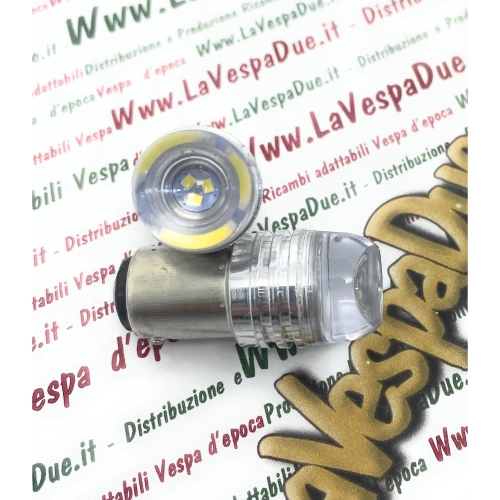 2 Lampadine biluce a led bianche con attacco P21W BA15S 12 Volt colore bianco 6000° k 1,5 W per VESPA LAMBRETTA APE Moto e auto