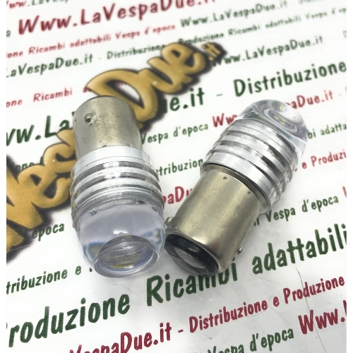 2 Lampadine biluce a led bianche con attacco P21W BA15S 12 Volt colore bianco 6000° k 1,5 W per VESPA LAMBRETTA APE Moto e auto