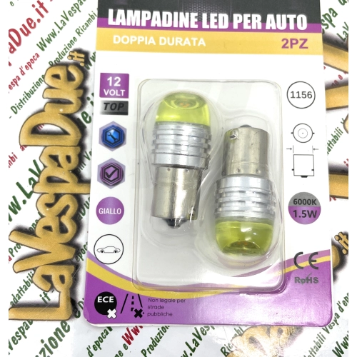 ampoules LED jaunes avec culot BA15S, 12 volts, couleur jaune 6000 K, 1,5 W pour motos et voitures Vespa, Lambretta, Ape
