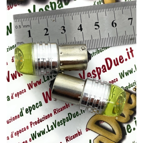 ampoules LED jaunes avec culot BA15S, 12 volts, couleur jaune 6000 K, 1,5 W pour motos et voitures Vespa, Lambretta, Ape