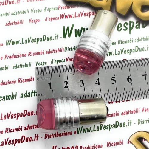 2 bombillas LED rojas con casquillo BA15S, 12 voltios, color rojo, 6000° K, 1,5 W para motocicletas y coches VESPA, LAMBRETTA y APE.