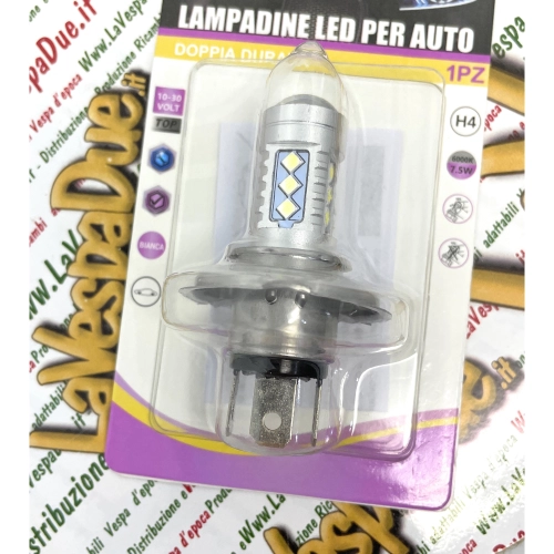 Ampoule LED H4 12W 10-30V, blanche, 6000K, 7,5W, pour motos et voitures Vespa, Lambretta et Ape