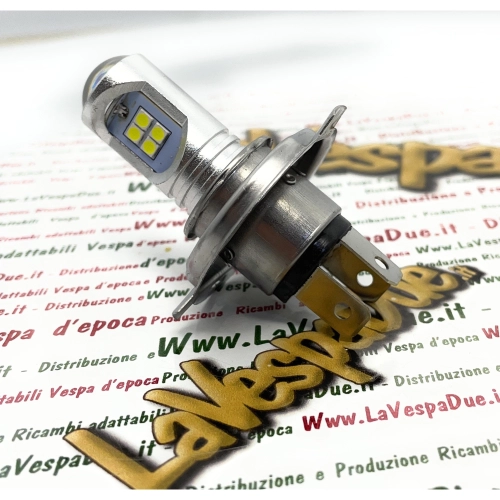 Ampoule LED H4 CANBUS 10/30 volts, blanc 6000 K, 7,5 W pour motos et voitures Vespa, Lambretta, Ape