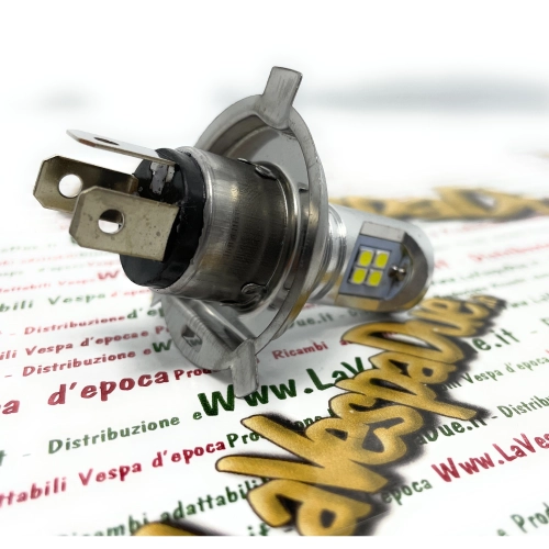 Ampoule LED H4 CANBUS 10/30 volts, blanc 6000 K, 7,5 W pour motos et voitures Vespa, Lambretta, Ape