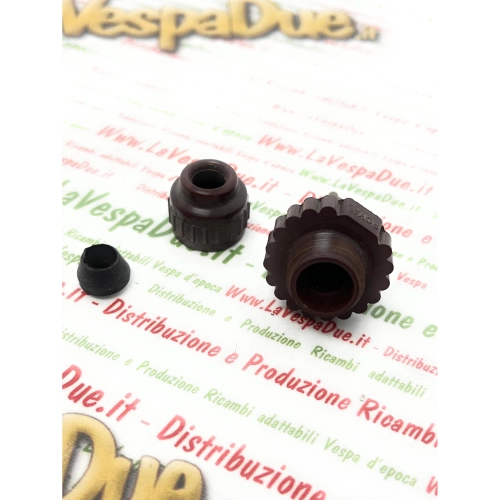 ROYAL Hochspannungssteckdose für VESPA 125 V14T V15 V30 bis V33 VM1 VM2 VN1 VN2 APE 150 AB1 AB2 braunes Bakelit, Lagerbestand, mit Spitze und Feder ro 020155