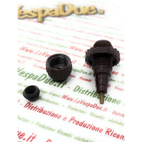 ROYAL Hochspannungssteckdose für VESPA 125 V14T V15 V30 bis V33 VM1 VM2 VN1 VN2 APE 150 AB1 AB2 braunes Bakelit, Lagerbestand, mit Spitze und Feder ro 020155