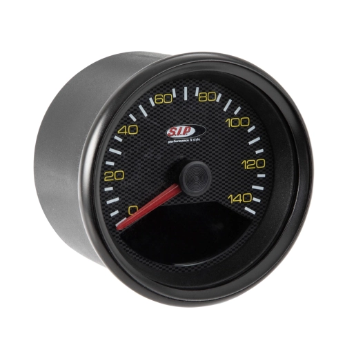 Compteur de vitesse SIP 50000530 2.0 aspect carbone pour Vespa 80 125 150 200 PX PE P150 SP 200 E, cadran noir, chiffres jaunes, cadre noir, 20 fonctions, affichage numérique/analogique