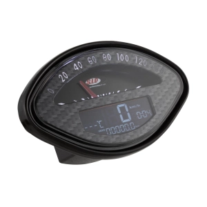 SIP 50000760 2.0 CARBON LOOK VESPA 125 150 160 180 GT VBA VBB GL GS SPRINT SS shell-shaped rev counter speedometer black dial black LCD 20 functions digital analog