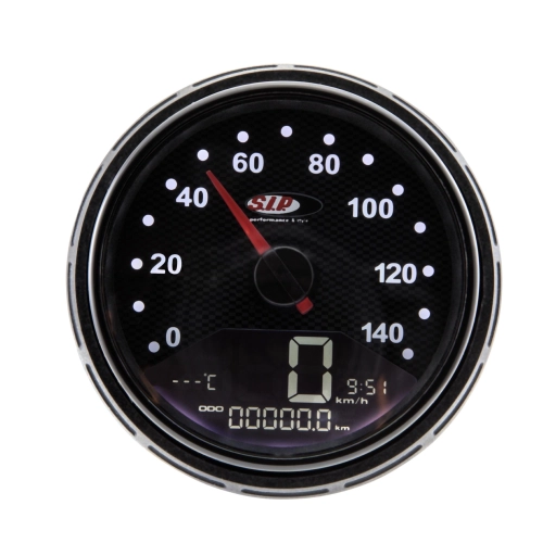 Tachometer/Drehzahlmesser SIP 50001120 2.0, schwarzer Rahmen, Carbon-Look, VESPA 50/125 PK S SS AUTOMATICA, schwarzes Zifferblatt, digitale/analoge Funktionen