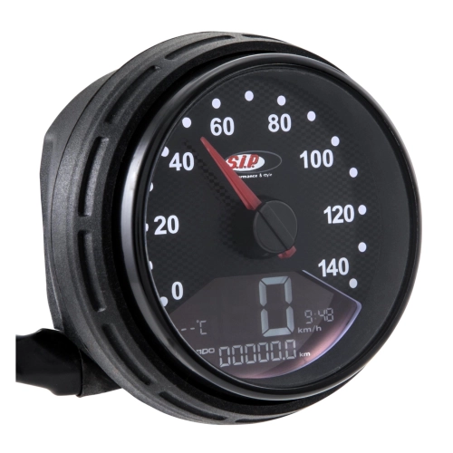 Tachometer/Drehzahlmesser SIP 50001120 2.0, schwarzer Rahmen, Carbon-Look, VESPA 50/125 PK S SS AUTOMATICA, schwarzes Zifferblatt, digitale/analoge Funktionen