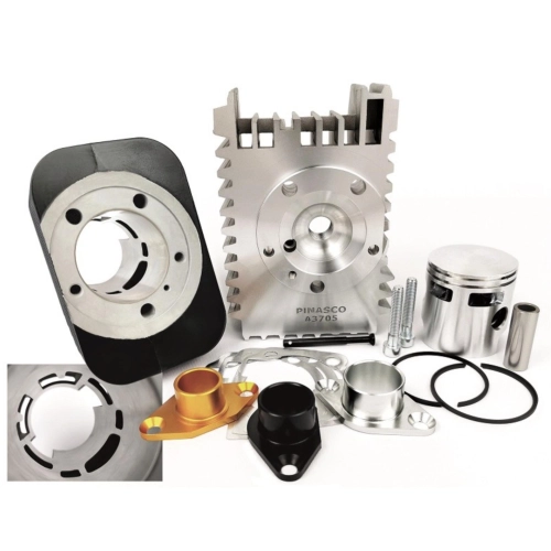 Pinasco 26028508 Kit cylindre EVOTEN BOOSTER QUADRO GT 46 × 46 mm carré, broche 12 mm, échappement 0 22 25 28 mm PIAGGIO 50 CIAO SI BRAVO BOXER