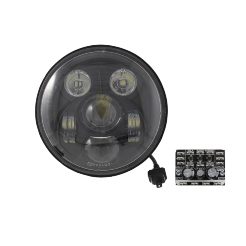 IRON LED 6000 K EVOK front headlight assembly for VESPA PX PE 80 125 150 200 ARCOBALENO MY ELESTART ANGEL with conversion circuit and anti-flicker adaptor 582946 139616 161235 163685 191449 196269 217765