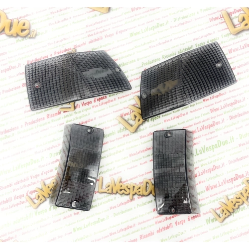 Juego de 4 lentes de cuerpo ahumados negros para intermitentes para VESPA 80 125 150 200 PX PE ARCOBALENO T5 PK ETS