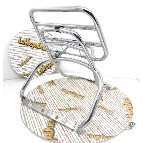 Verchromter Gepäckträger hinten für VESPA 125 150 200 PX PE ARCOBALENO PIAGGIO Typ ro 673718, passend für Modelle mit und ohne Scheibenbremse