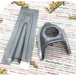 Quadratischer Kühlergrill und 4-Loch-Hupenhalterung für VESPA 50 90 125 SS NLR VMA1T PREMIUM. Hochwertige italienische Blechfront und Lenkkopfabdeckung.
